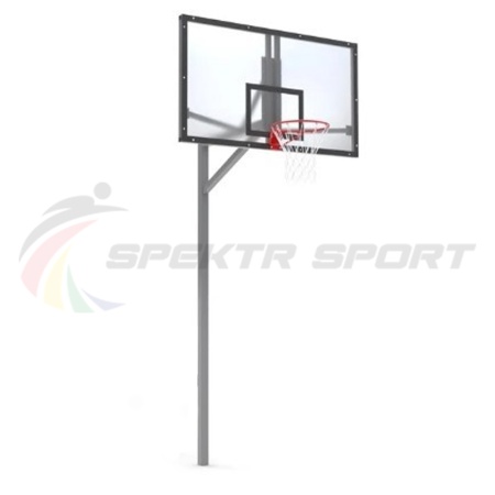 Купить Стойка баскетбольная уличная упрощенная со щитом из оргстекла, кольцом и сеткой SP D 412 в Армавире 